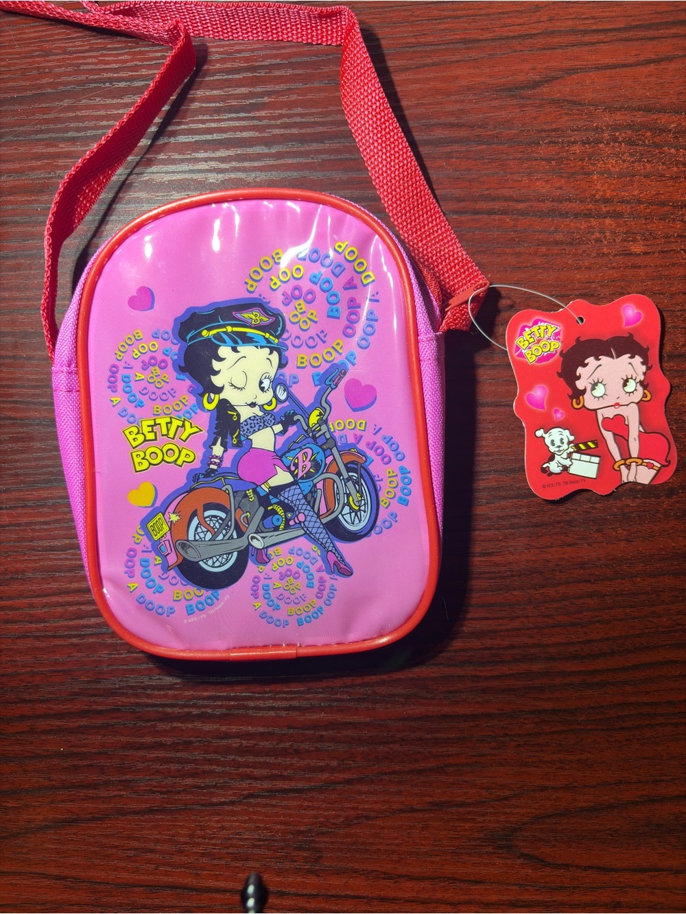 Vintage Betty Boop Pink and Red Motorcycle Crossbody Bag